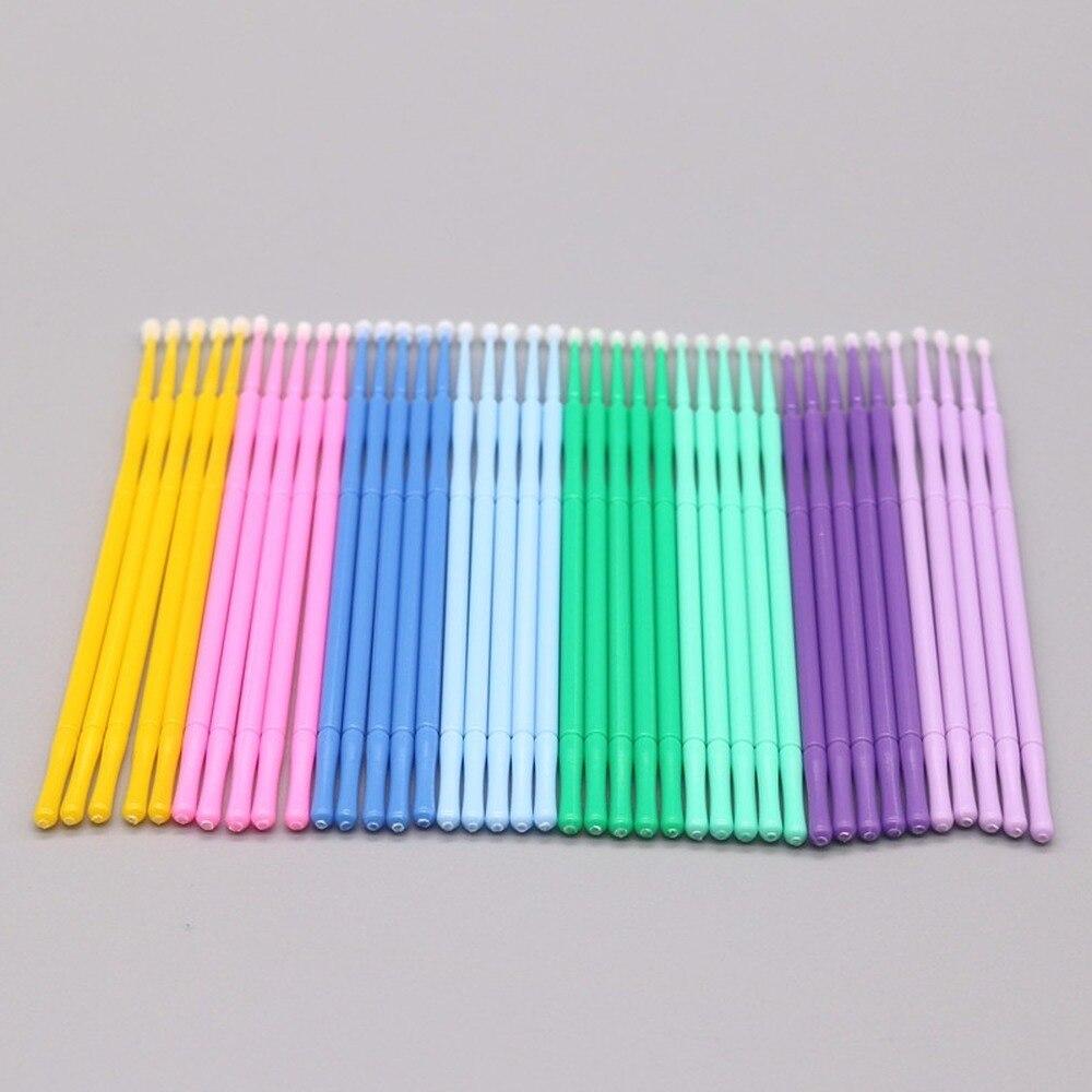 Eyelash Extension Double Lash - 100 ピース/ロットマイクロブラシメイクアップまつげエクステンション使い捨てアイラッシュ接着剤クリーニングブラシ無料アプリケータースティックメイクアップツール