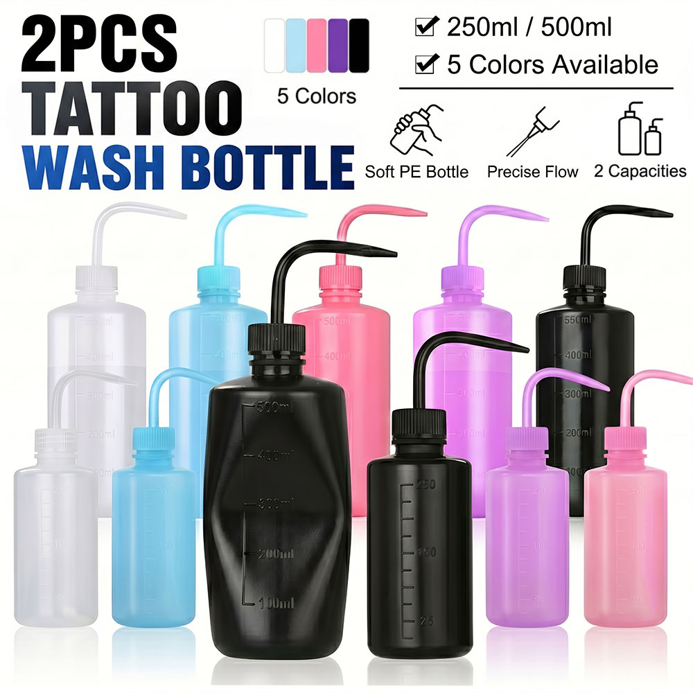 Eyelash Extension Wash - 2個入りタトゥースプレーボトル タトゥーウォッシュボトル 250ml 500ml スクイーズボトル 5色展開